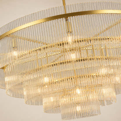 Elyndra Glass Rod Tiered Round Chandelier 30" 40" 50"D