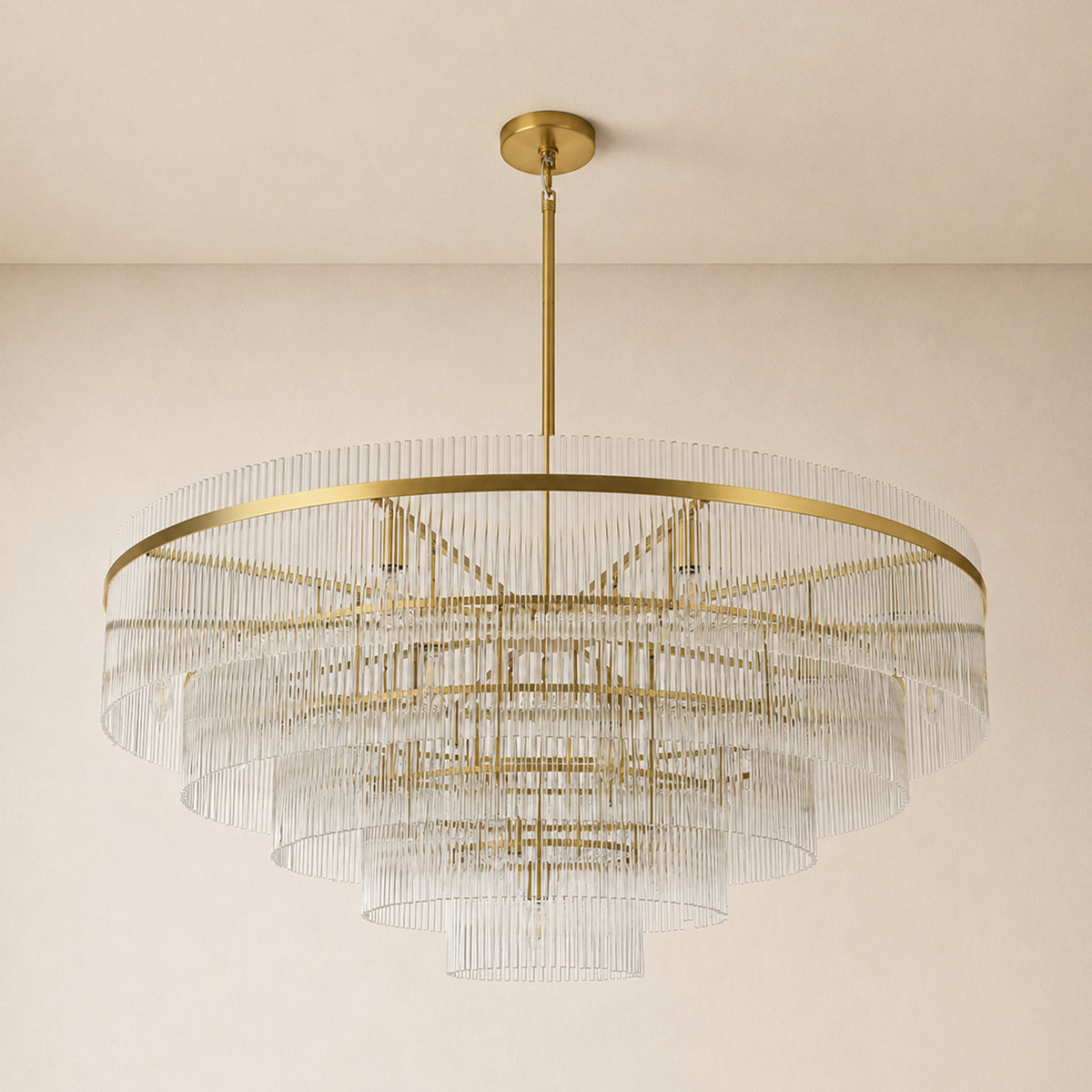 Elyndra Glass Rod Tiered Round Chandelier 30" 40" 50"D
