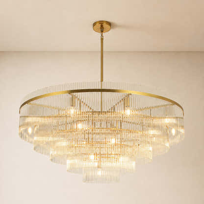 Elyndra Glass Rod Tiered Round Chandelier 30" 40" 50"D