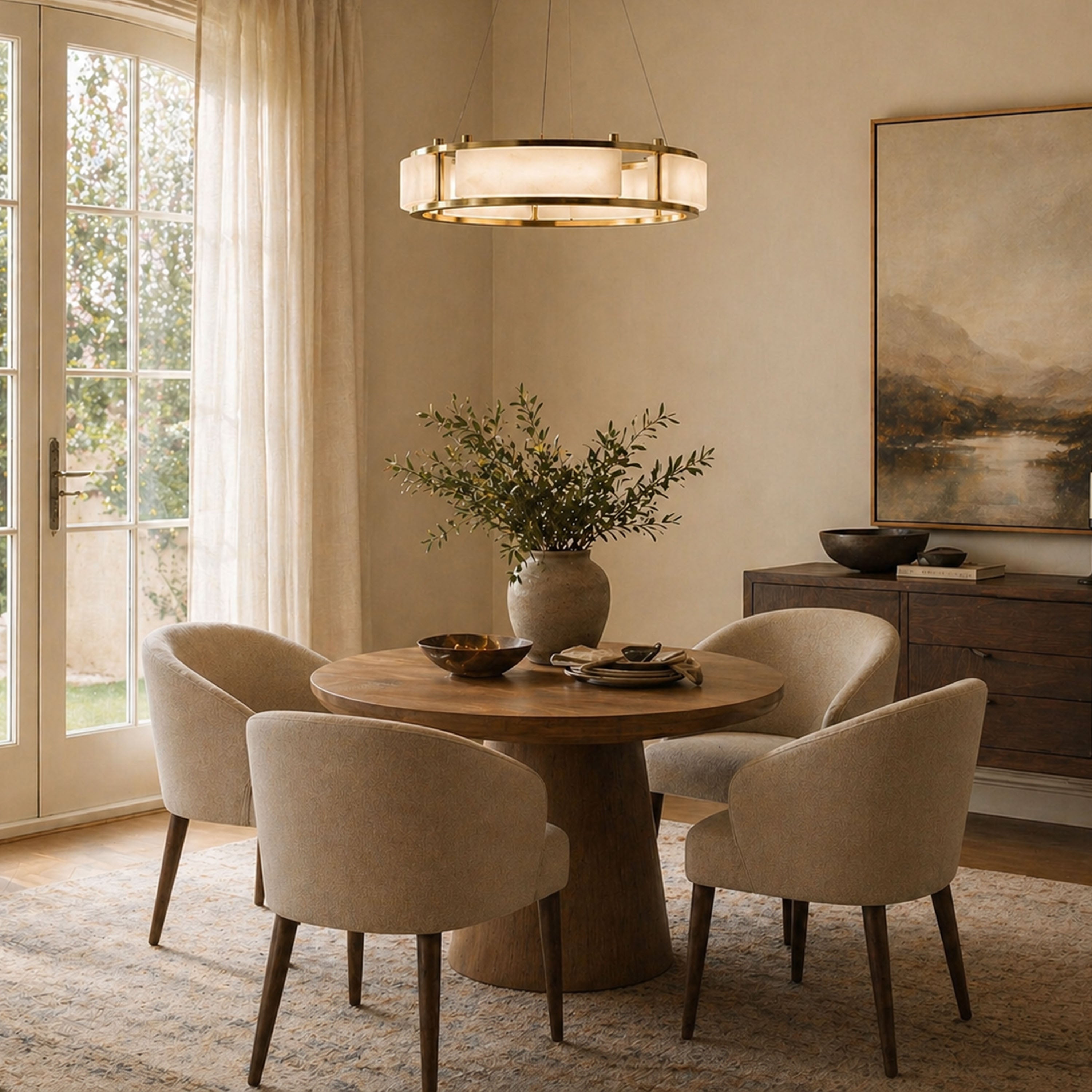Serenique Qatar Alabaster Round Chandelier
