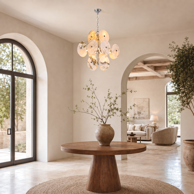 Pietra Ivory Marble Disc Pendant 17.7"D