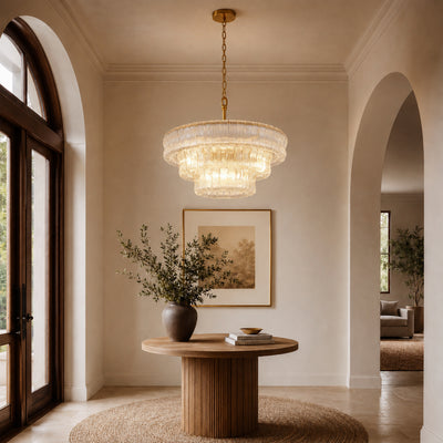 Ondalia Tiered Glass Round Chandelier 24"D