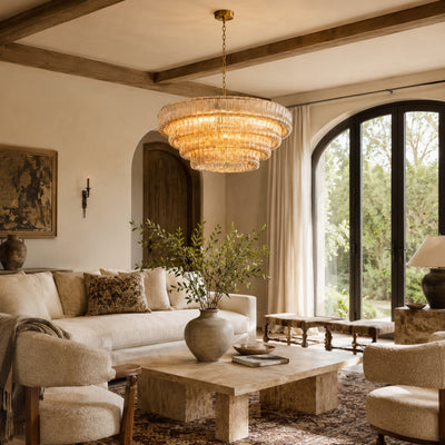 Ondalia Tiered Glass Round Chandelier 36"D