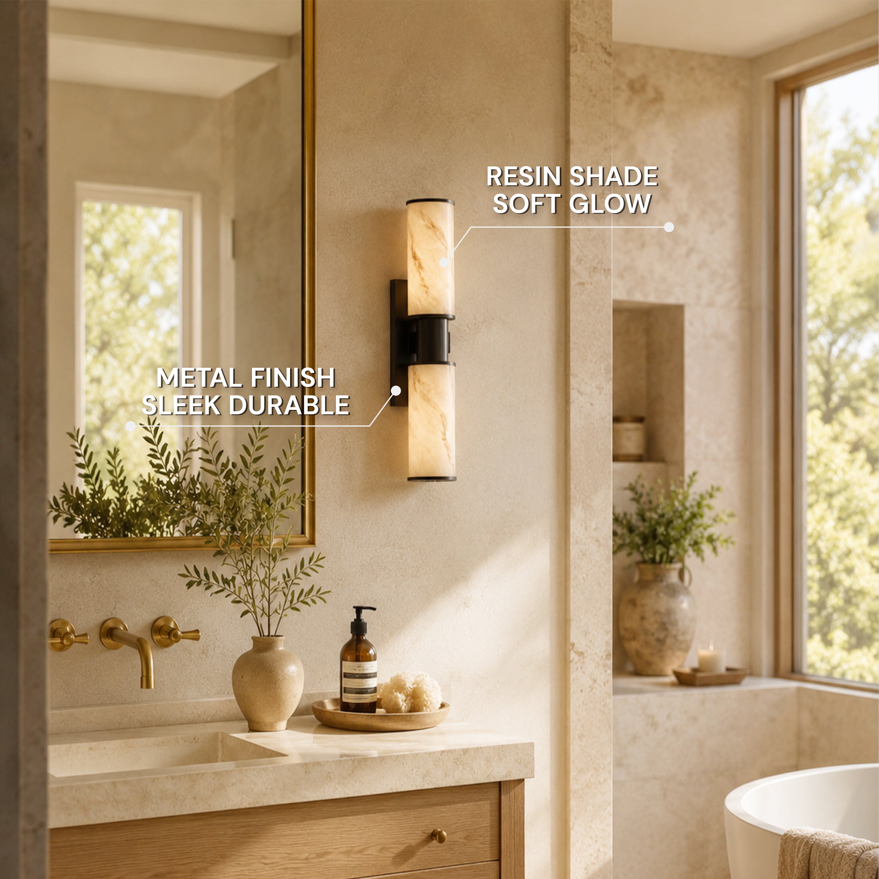 Nuvarelle Resin Double Cylinder Wall Sconce 15.8" 22"H