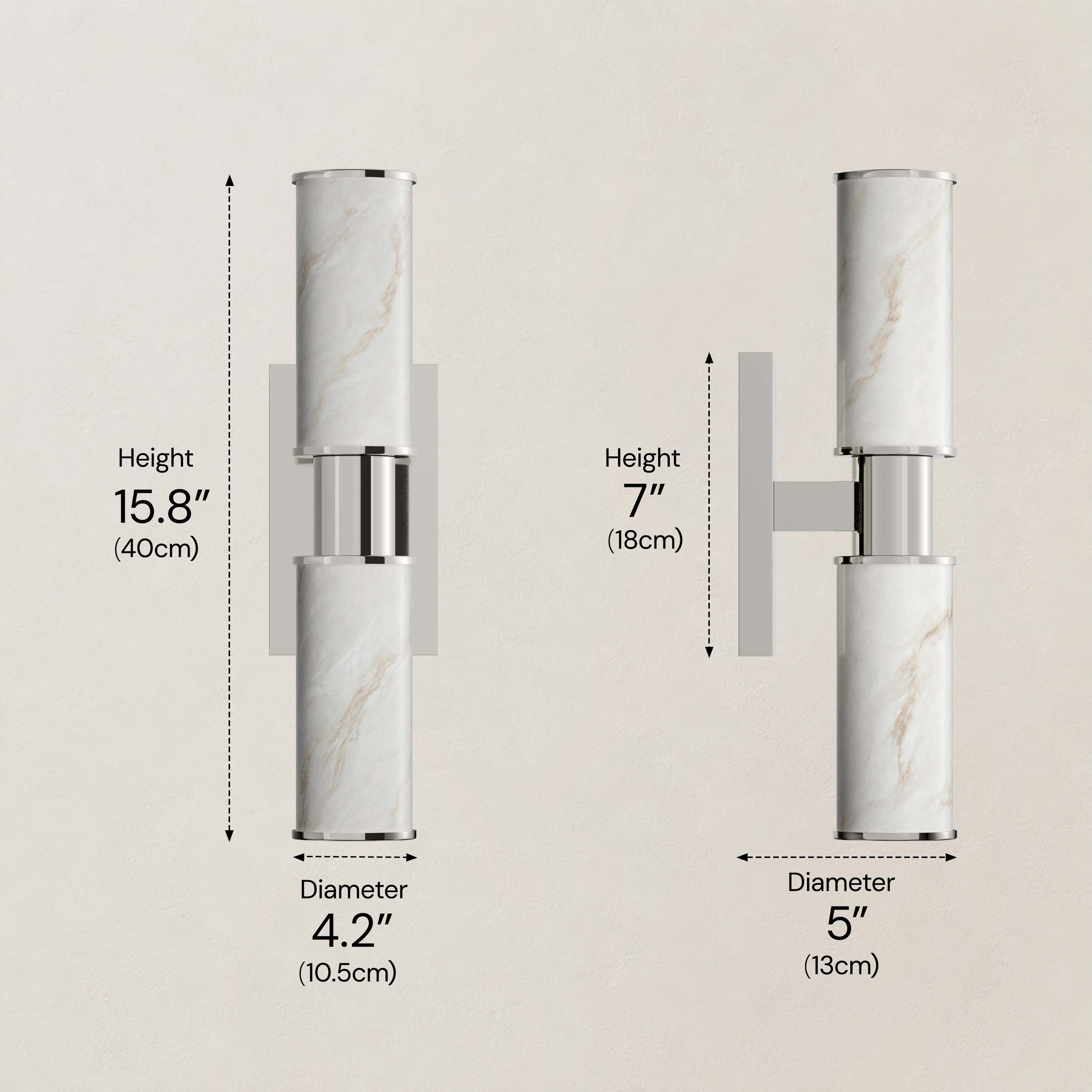 Nuvarelle Resin Double Cylinder Wall Sconce 15.8" 22"H dimensions 3