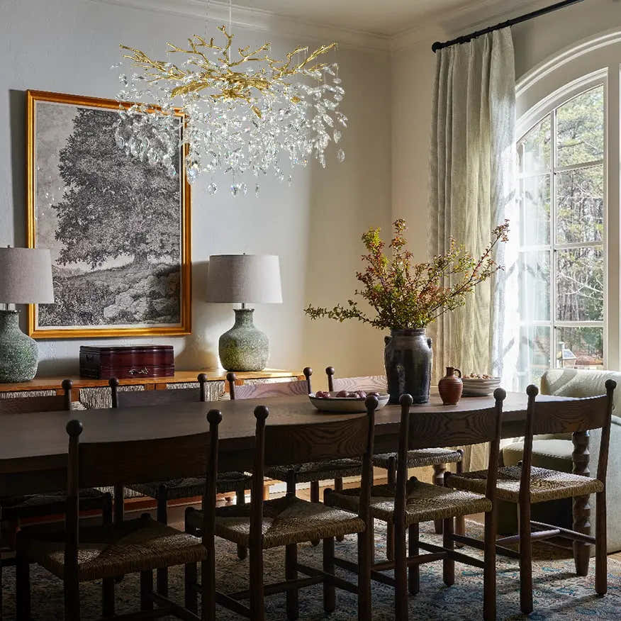 Frostleaf Crystal Cascade Branch Round Chandelier 76cm