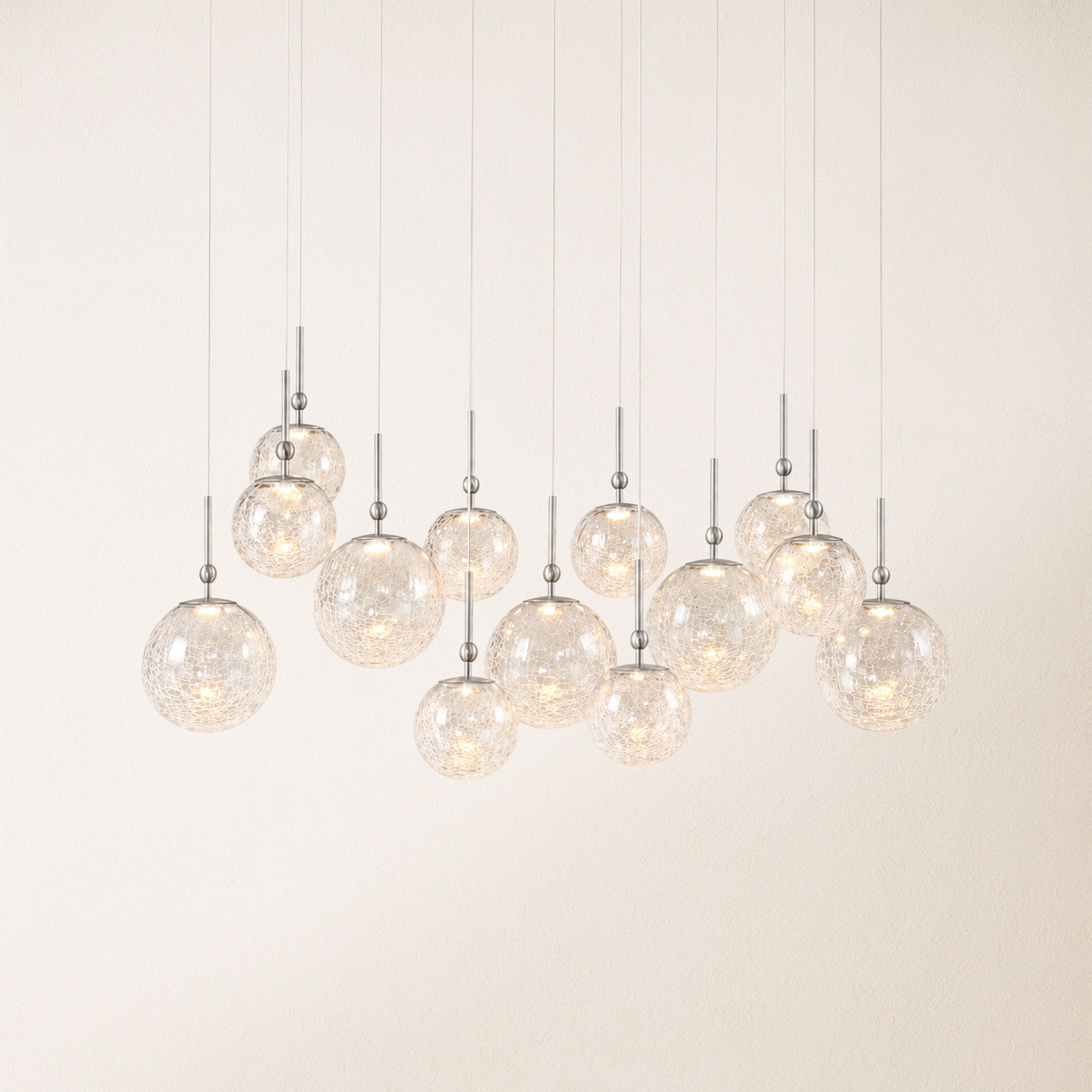 Elowen Crackled Glass Cluster Rectangular Chandelier