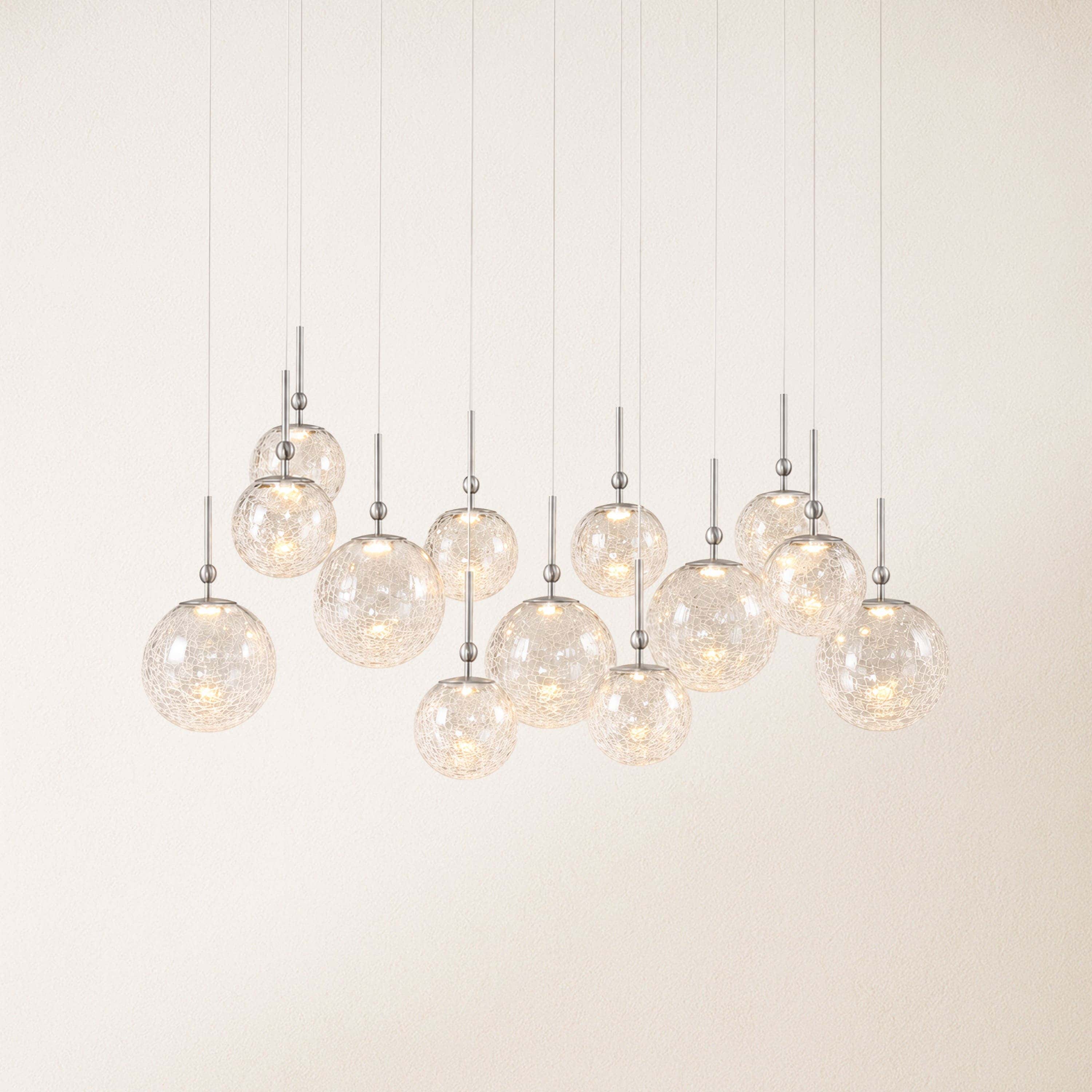 Elowen Crackled Glass Cluster Rectangular Chandelier