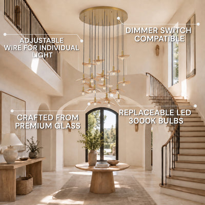 Mirelune Glass Disc Round Chandelier 36"D
