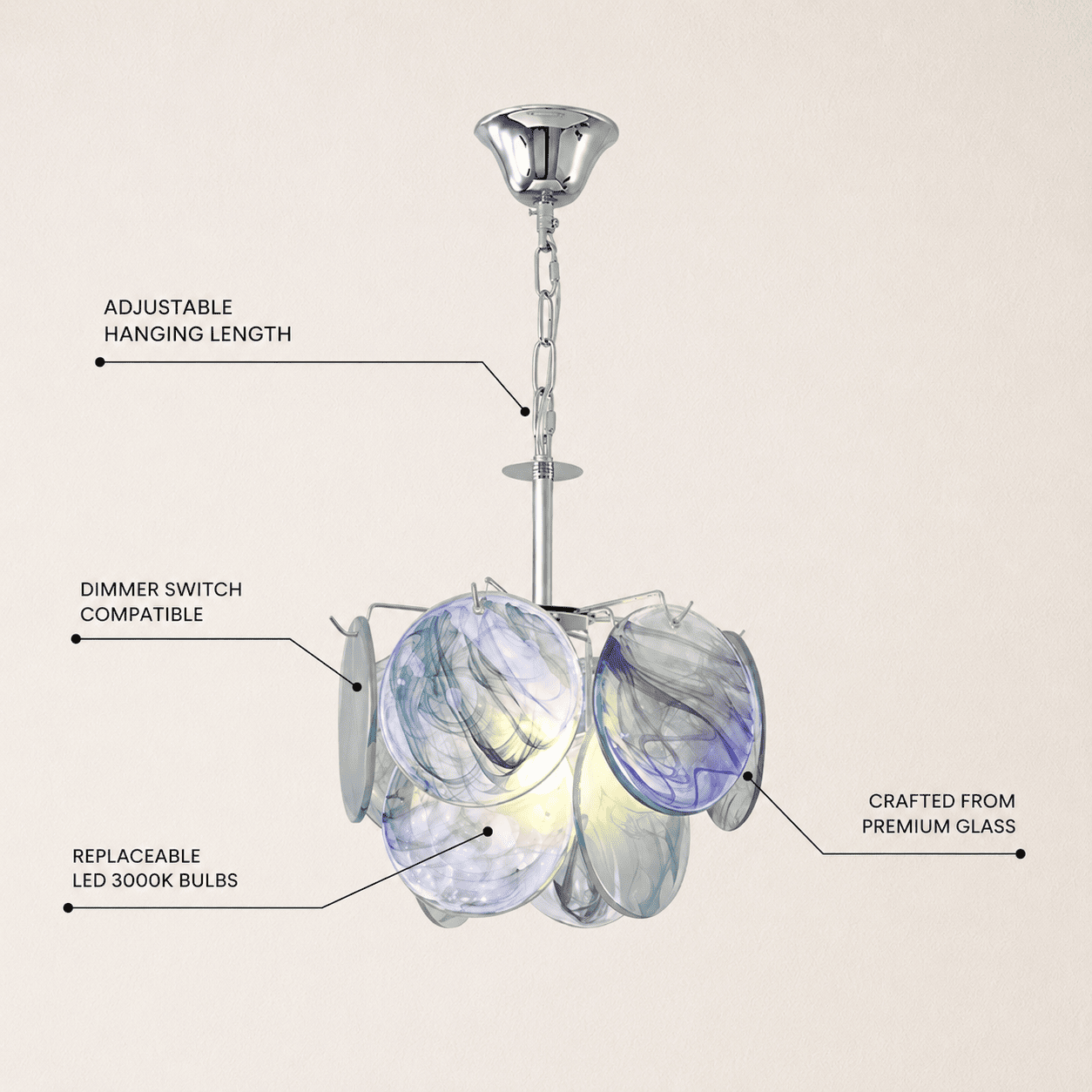Murello Murano Disc Glass Round Chandelier