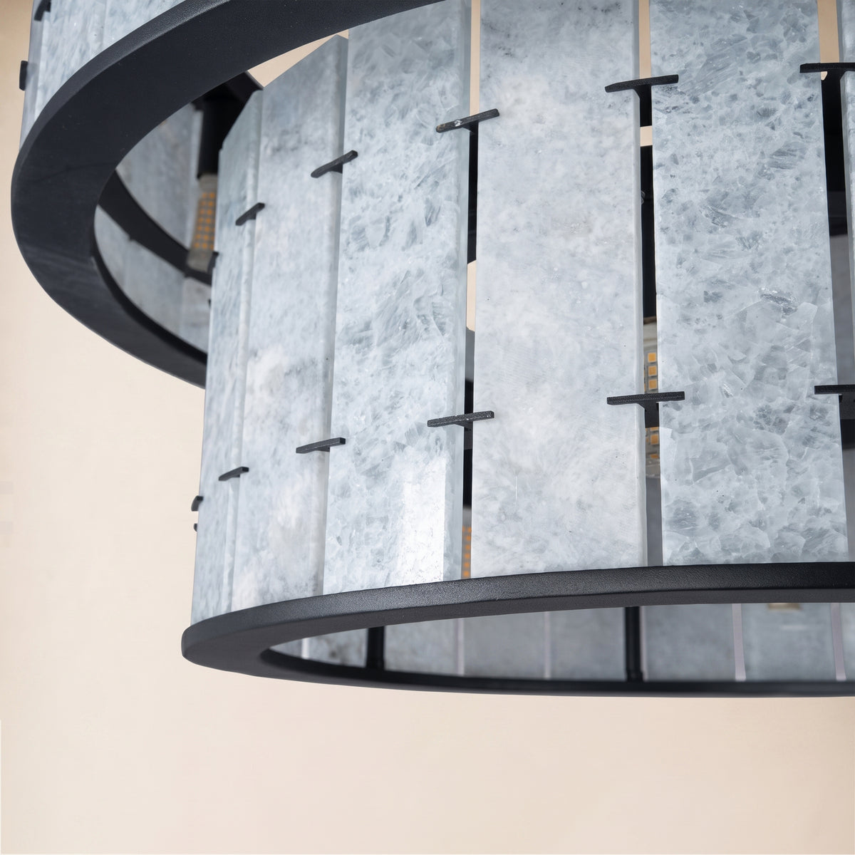 Pietra Blude Marble Two-Tier Round Chandelier 25.5"D