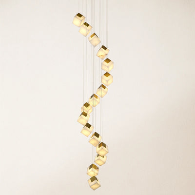 Dave Alabaster High Ceiling Staircase Chandelier 20"D#Finish_Gold