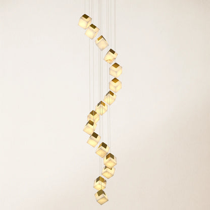 Dave Alabaster High Ceiling Staircase Chandelier 51cm D