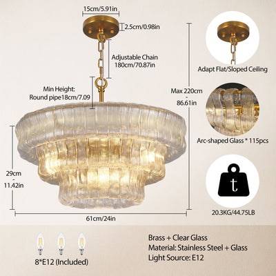 Ondalia Tiered Glass Round Chandelier 24"D