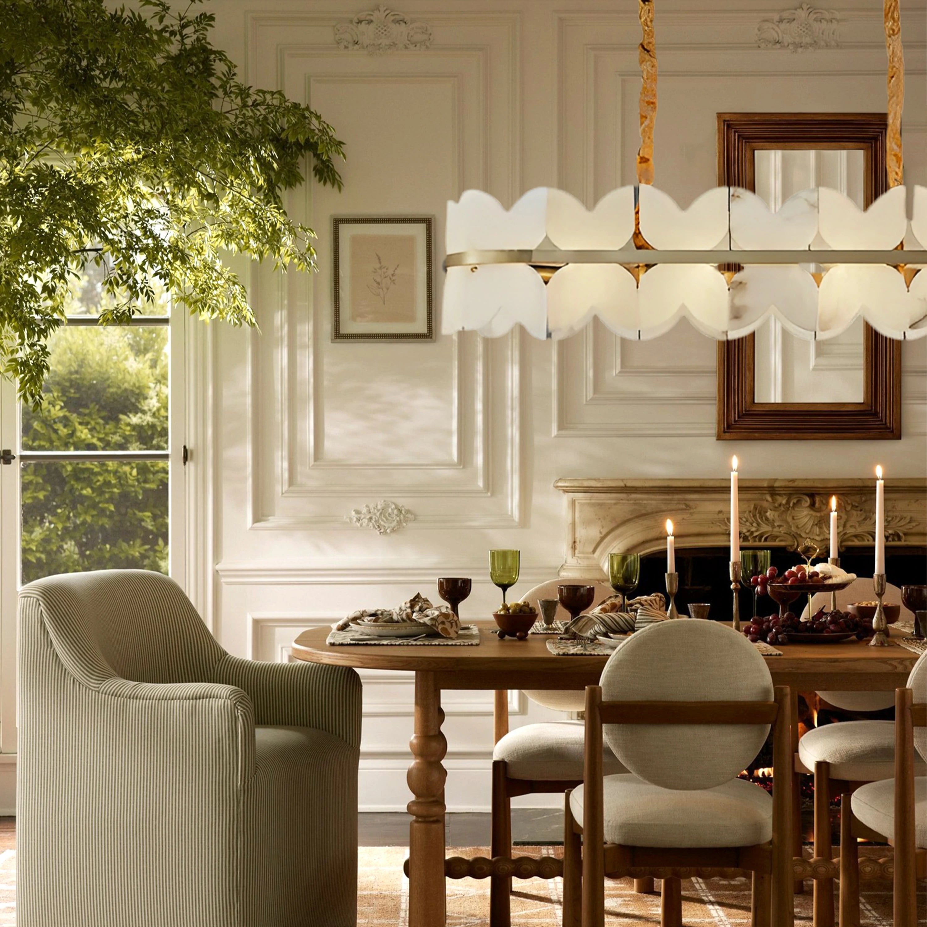 Cloudscape Alabaster Single-Tier Brass Chandelier 100cm W