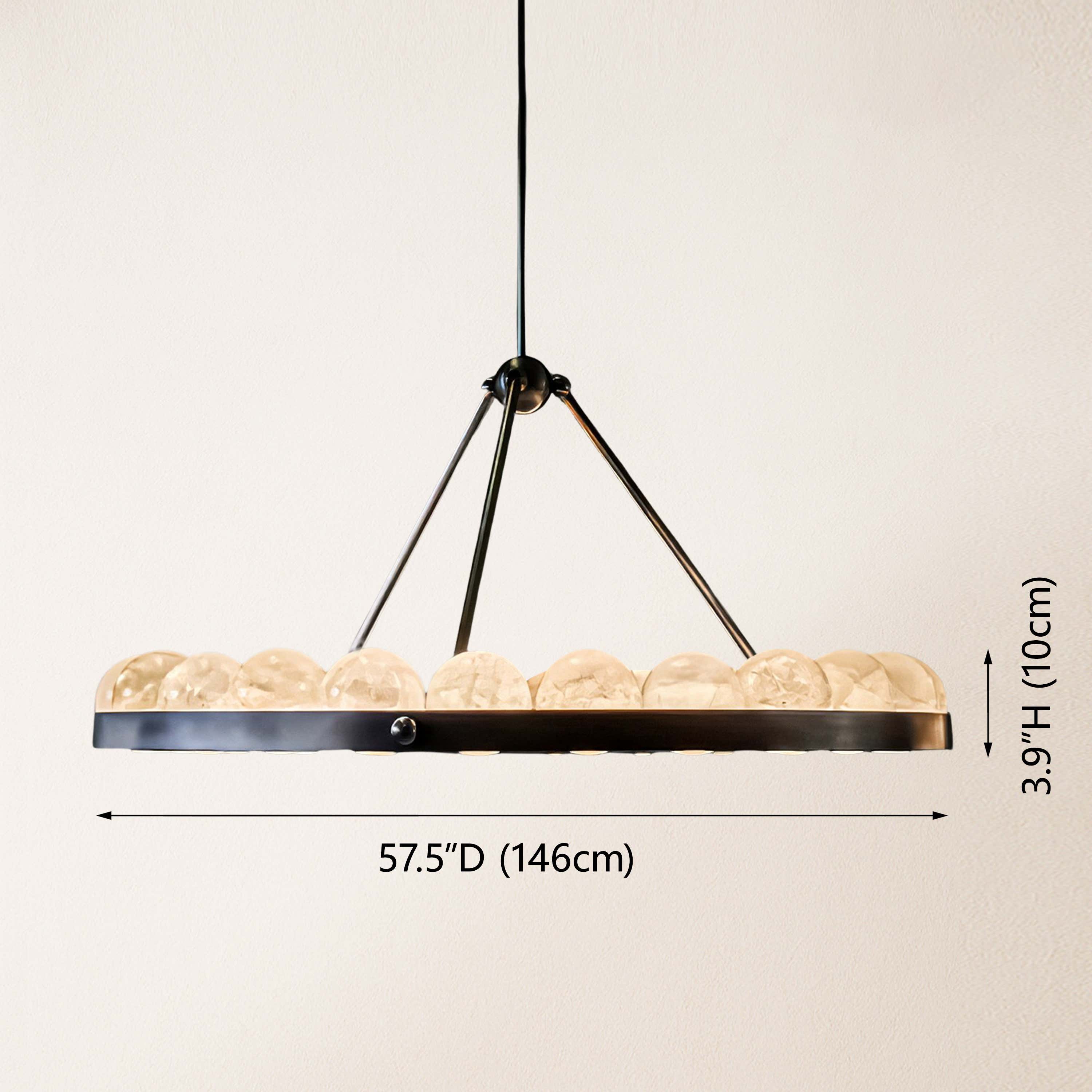 Nami Alabaster Global Suter Chandelier 145cm D dimensions 1