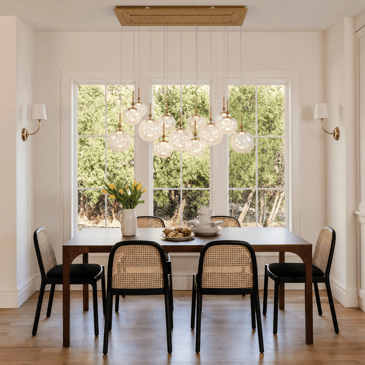 Elowen Crackled Glass Cluster Rectangular Chandelier