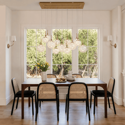 Elowen Crackled Glass Cluster Rectangular Chandelier