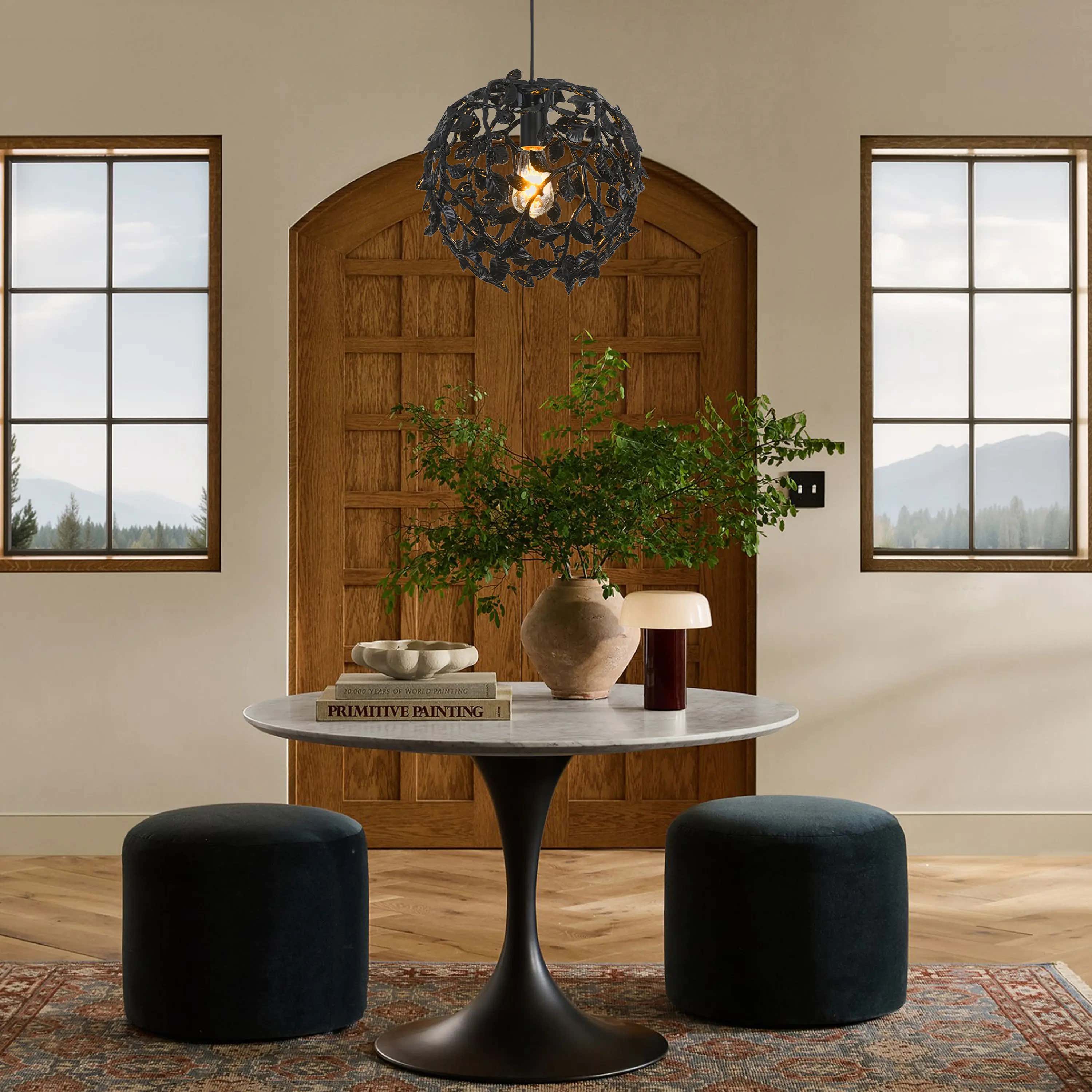 Elara Black Spherical Cage Chandelier 35.56cm