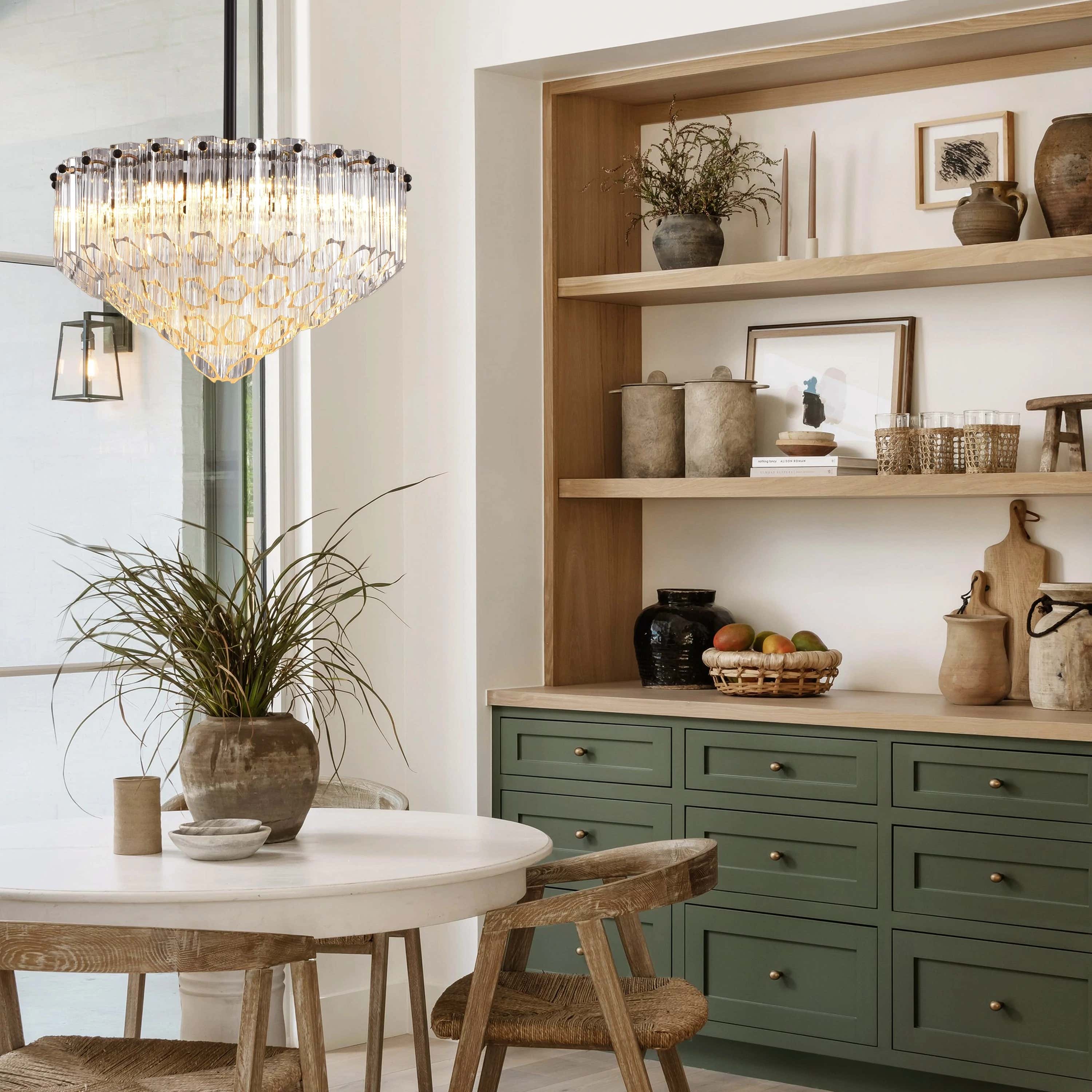 Ethereal Crystal Radiance Clear Amber Round Chandelier 36cm