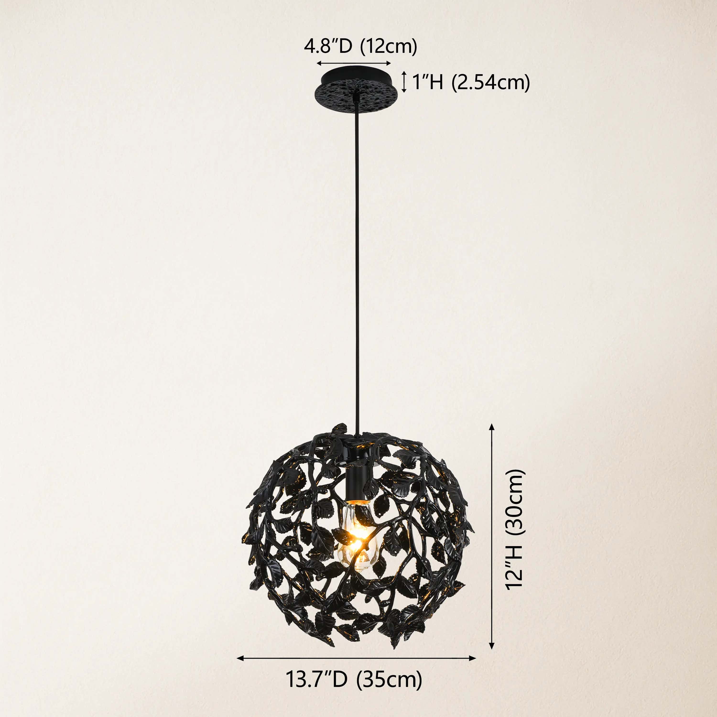 Elara Black Spherical Cage Chandelier 35.56cm