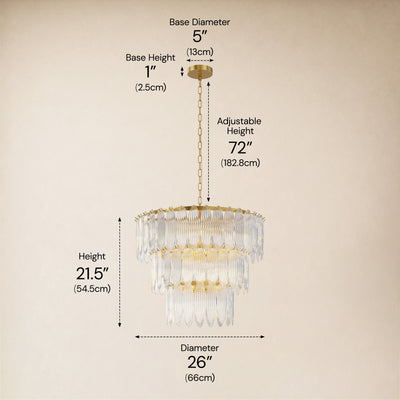 Ardelyne Glass Three-Tier Round Chandelier 26-38"D 