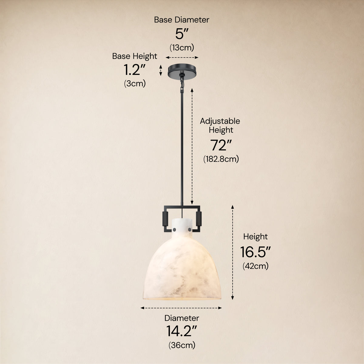 Lioren Resin Dome Pendant Light 14.2"D