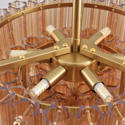Ethereal Crystal Radiance Clear Amber Round Chandelier 36cm