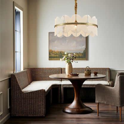 Cloudscape Alabaster Brass 1-Layer Chandelier 40cm D