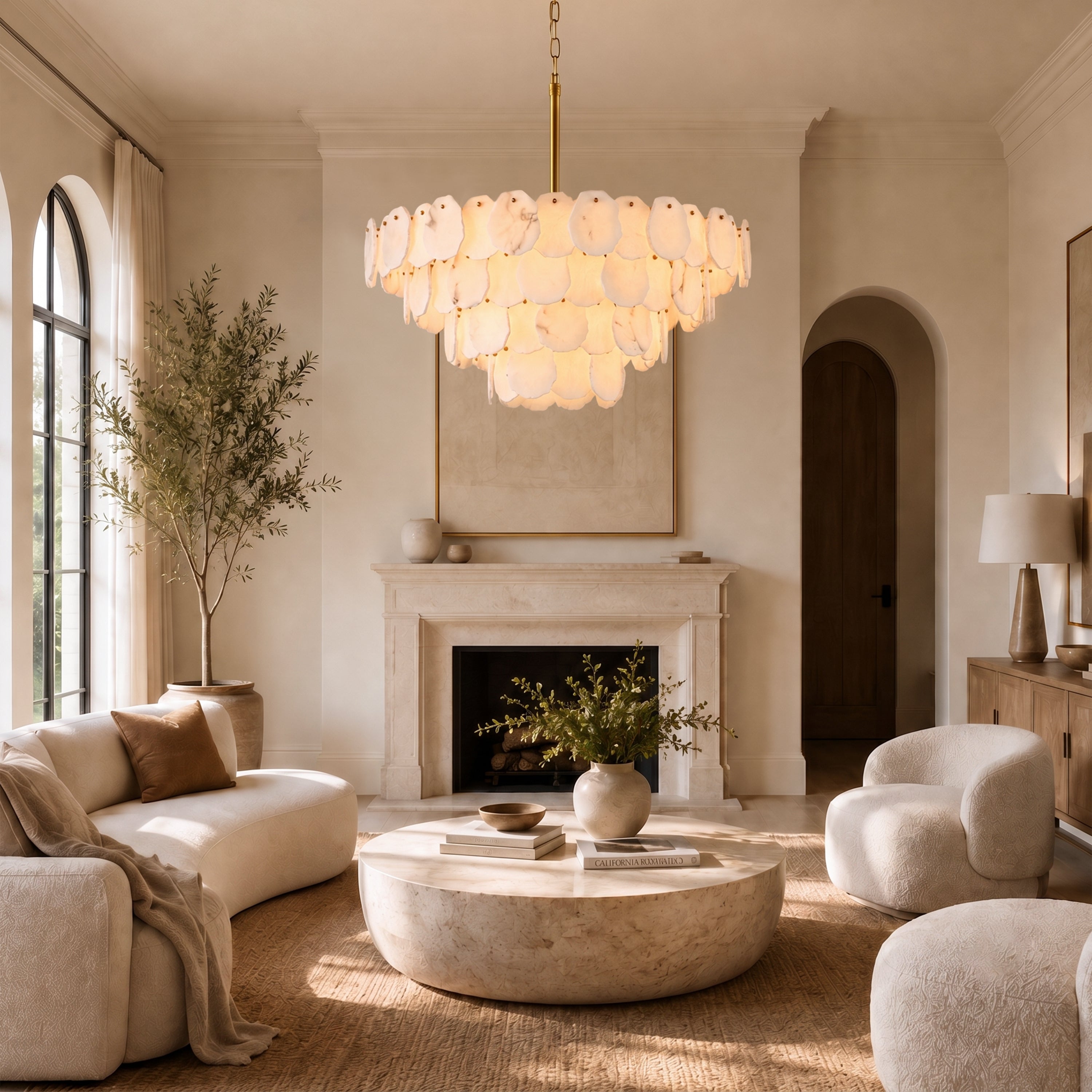 Moira Alabaster Multi-Tier Round Chandelier 48"D