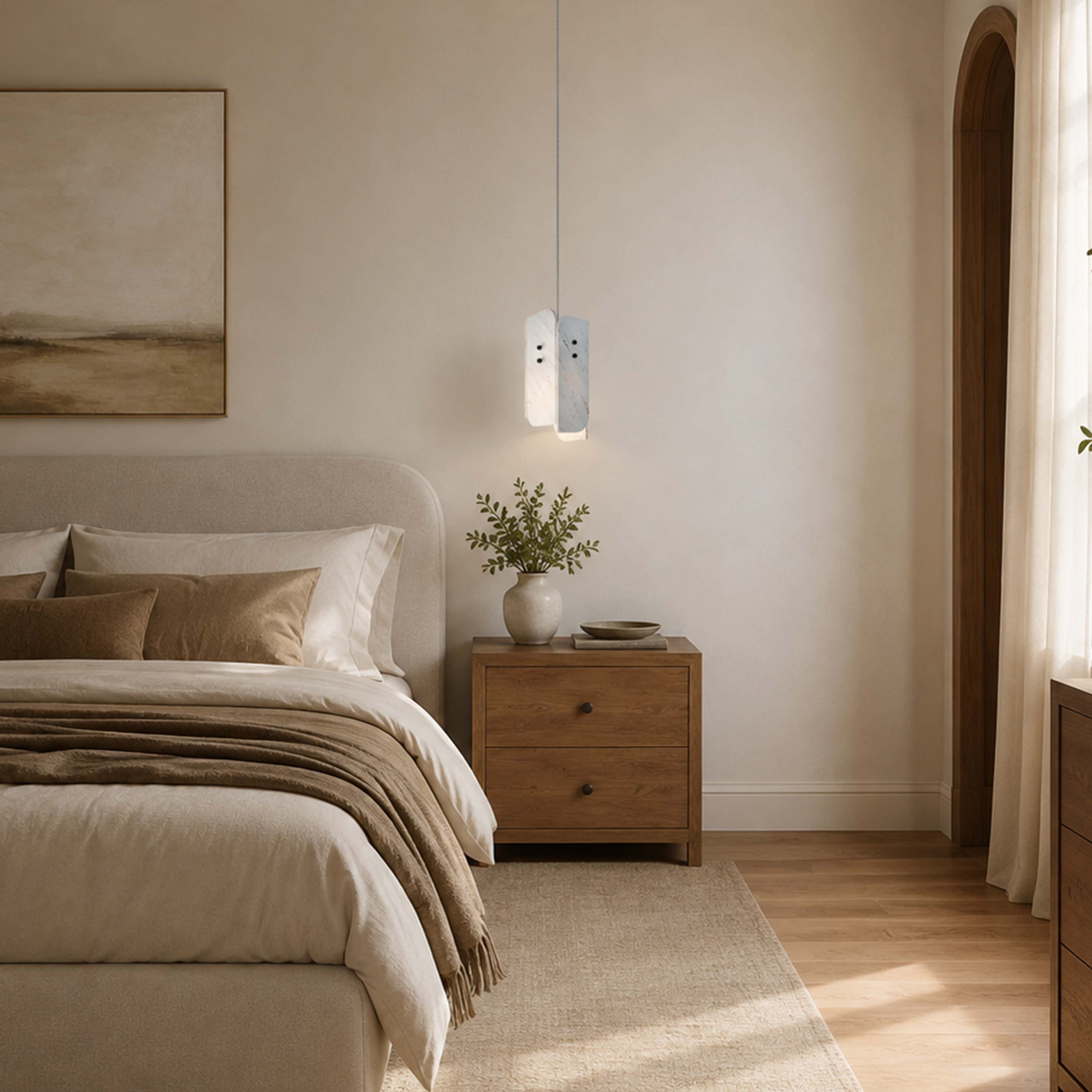 Pietra White Marble Oval Pendant Light 6"D