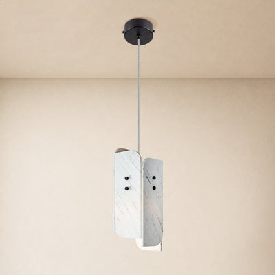 Pietra Porcelain White Marble Oval Pendant Light 6"D