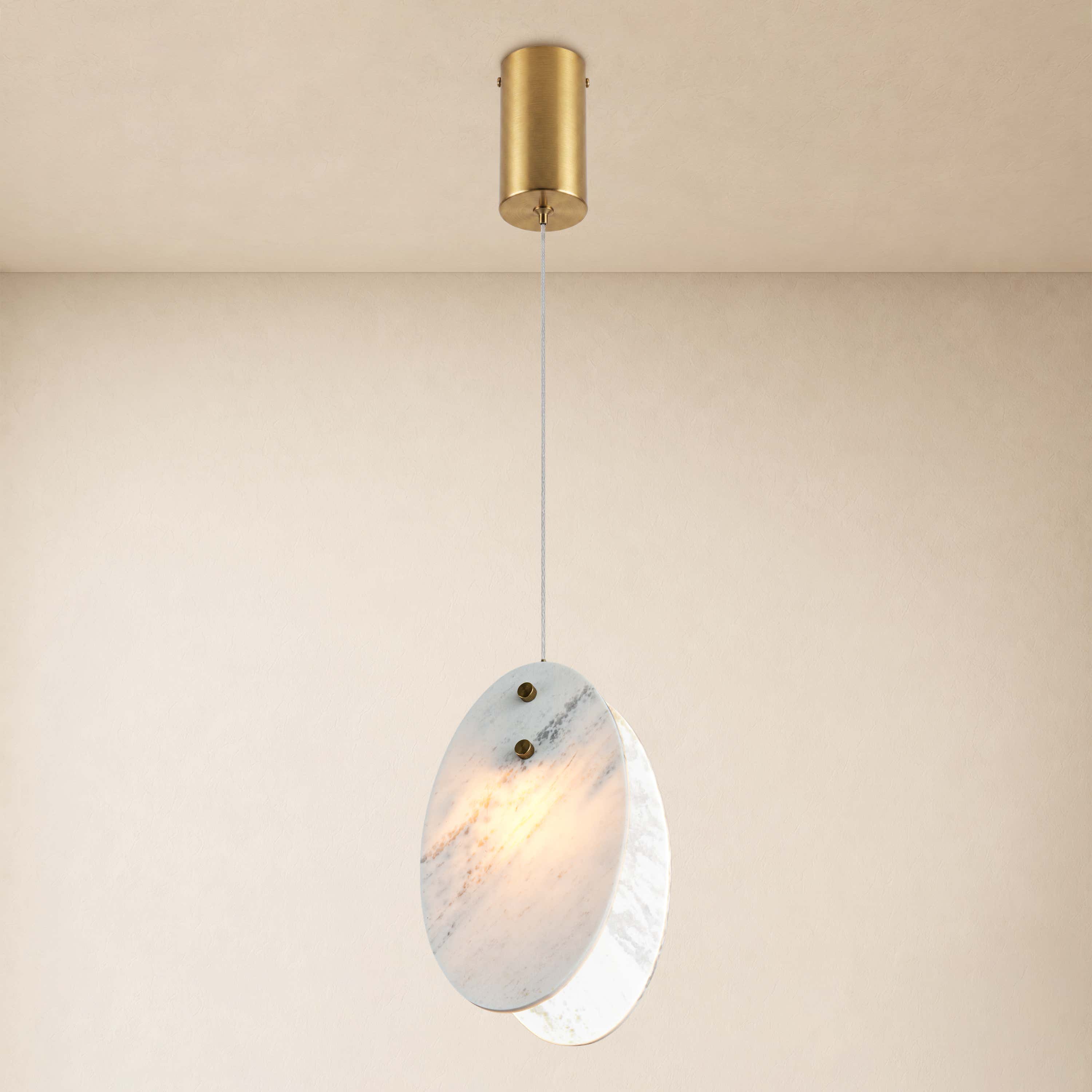 Pietra White Stone Oval Pendant 10"H