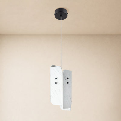 Pietra Porcelain White Marble Oval Pendant Light 6"D