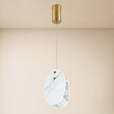 Pietra White Stone Oval Pendant 10"H