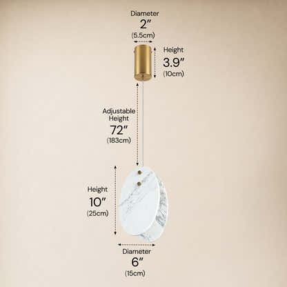 Pietra White Stone Oval Pendant 10"H