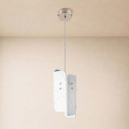 Pietra White Marble Oval Pendant Light 6"D