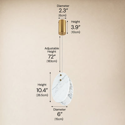 Pietra Porcelain White Marble Oval Pendant 10"H