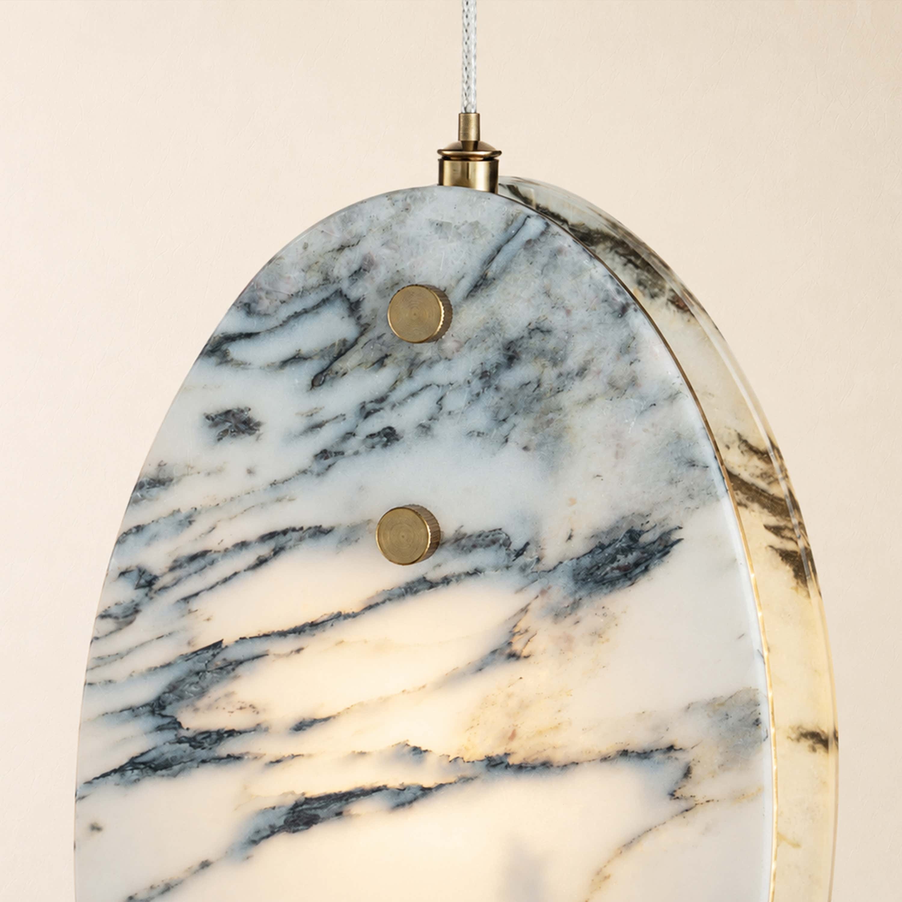 Pietra Eastern White Stone Oval Pendant 10"H