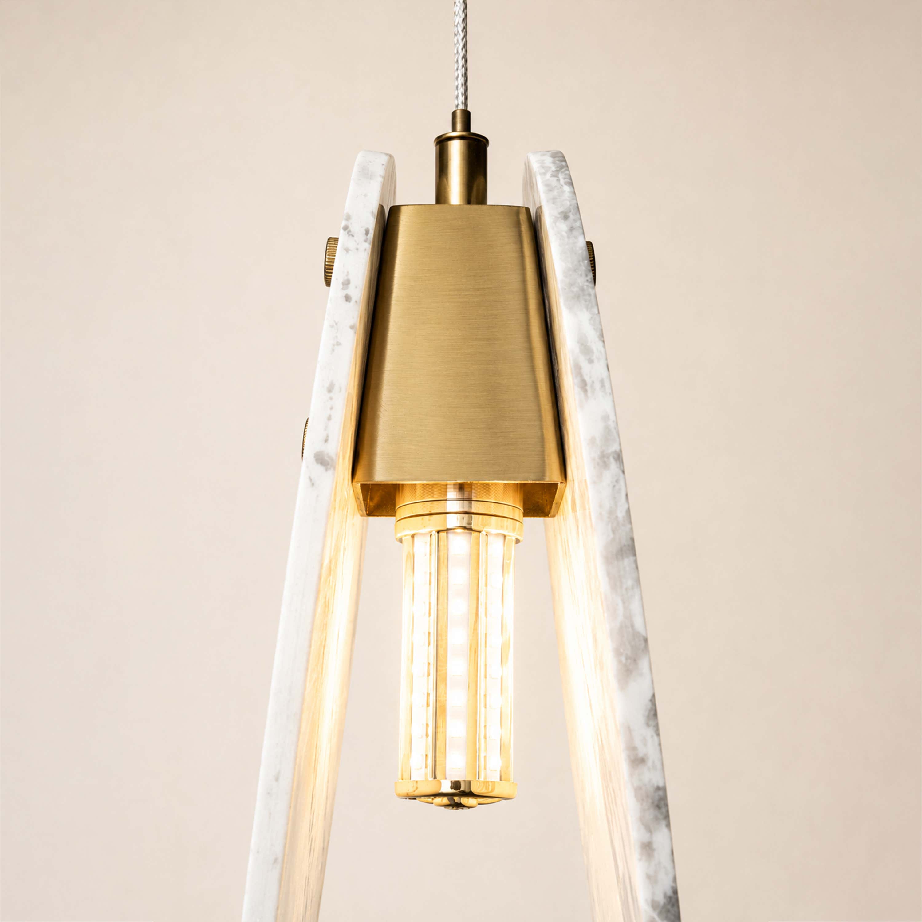 Pietra White Stone Oval Pendant 10"H