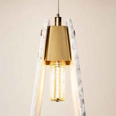 Pietra White Stone Oval Pendant 10"H