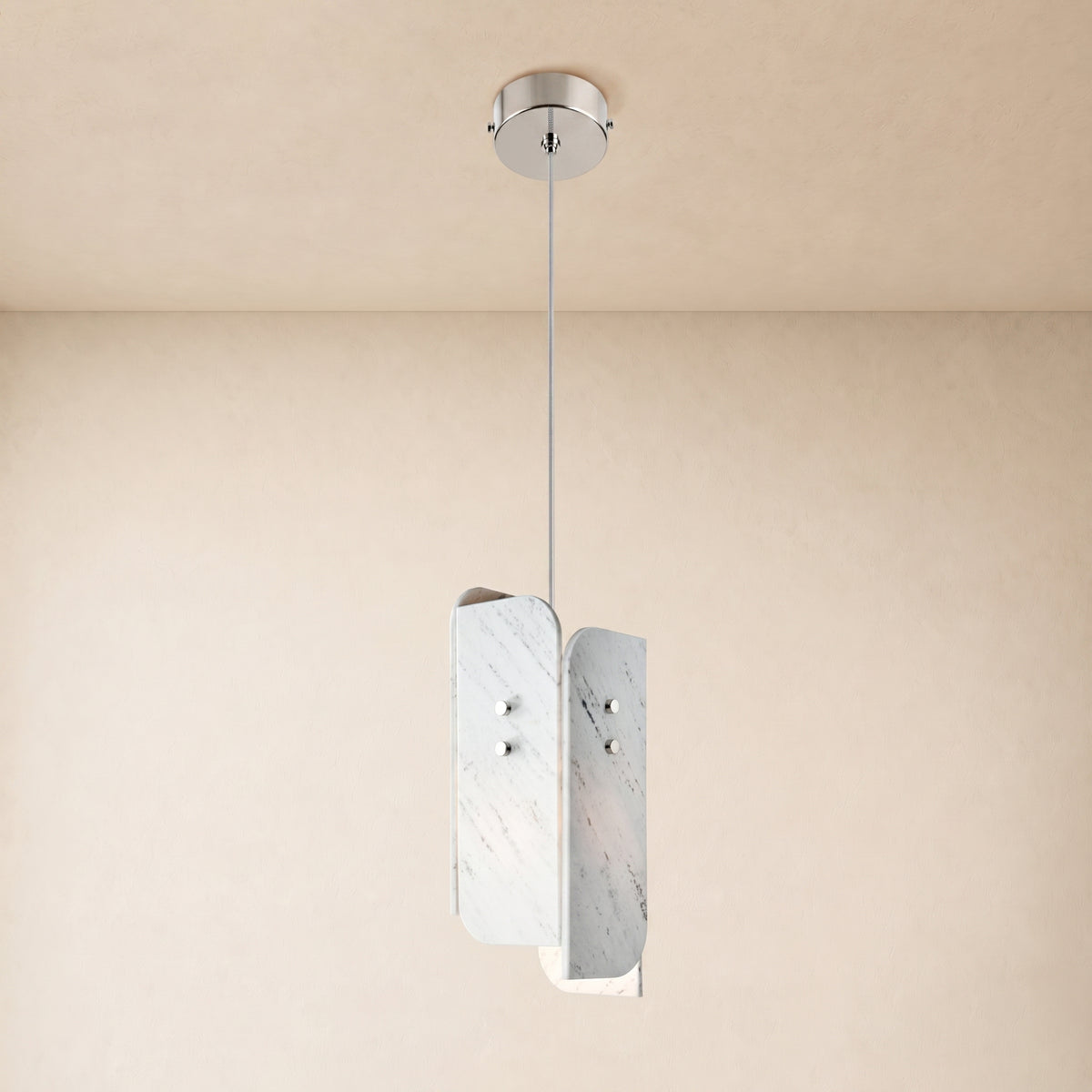 Pietra Porcelain White Marble Oval Pendant Light 6"D