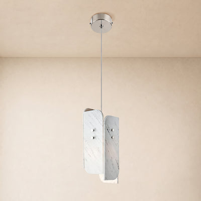 Pietra Porcelain White Marble Oval Pendant Light 6"D