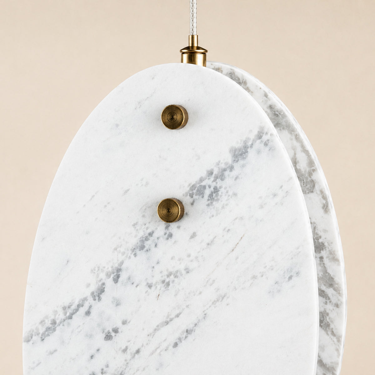 Pietra White Stone Oval Pendant 10"H