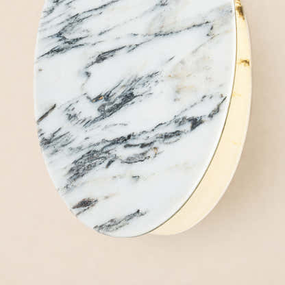 Pietra Eastern White Stone Oval Pendant 10"H
