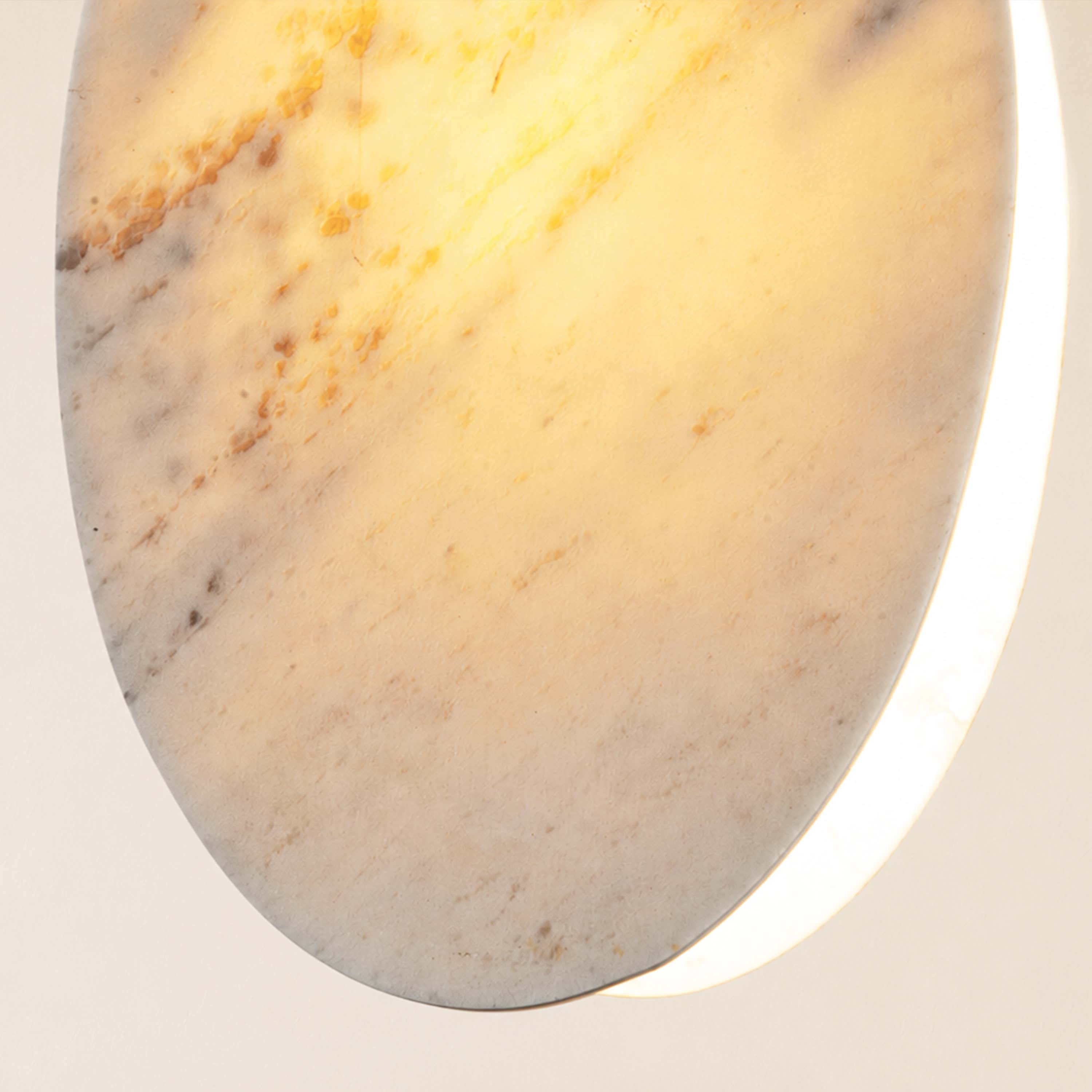 Pietra White Stone Oval Pendant 10"H