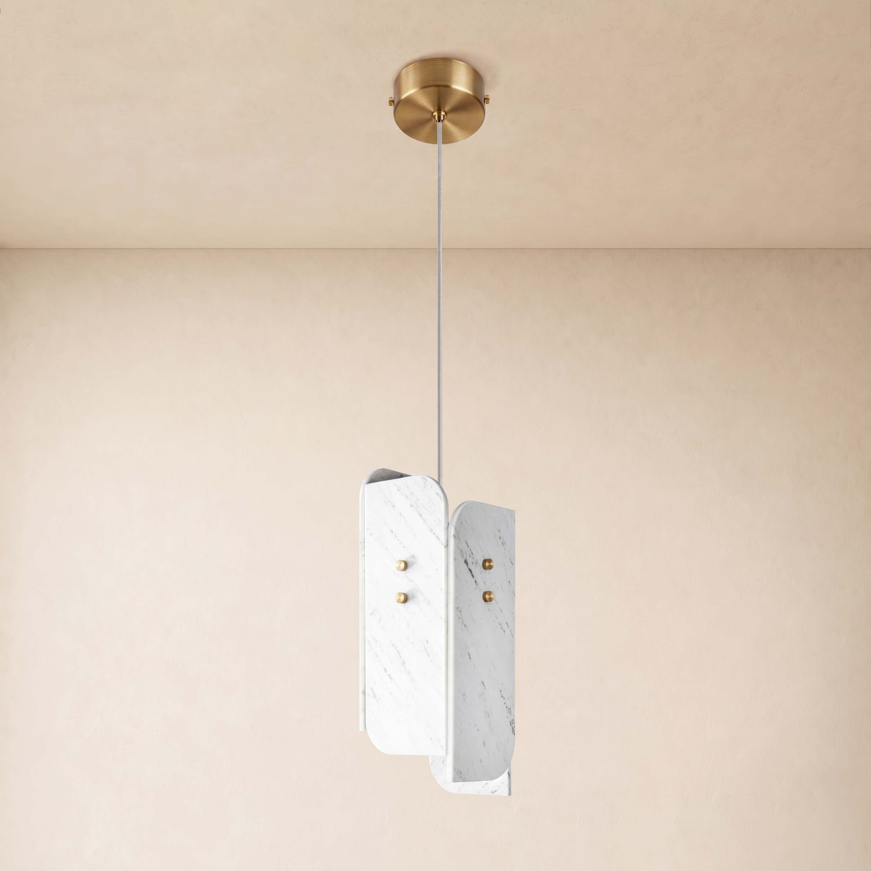 Pietra White Marble Oval Pendant Light 6"D
