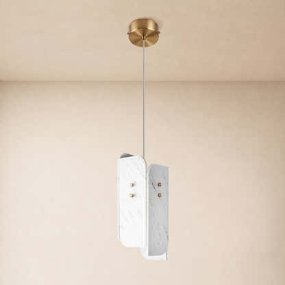 Pietra White Marble Oval Pendant Light 6"D