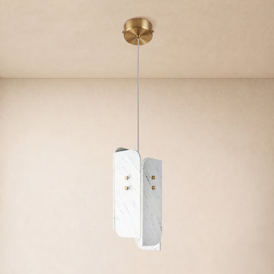 Pietra Porcelain White Marble Oval Pendant Light 6"D