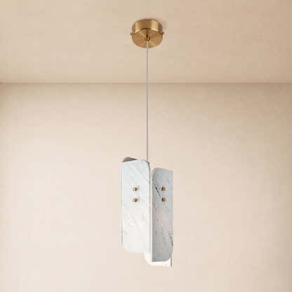 Pietra White Marble Oval Pendant Light 6"D